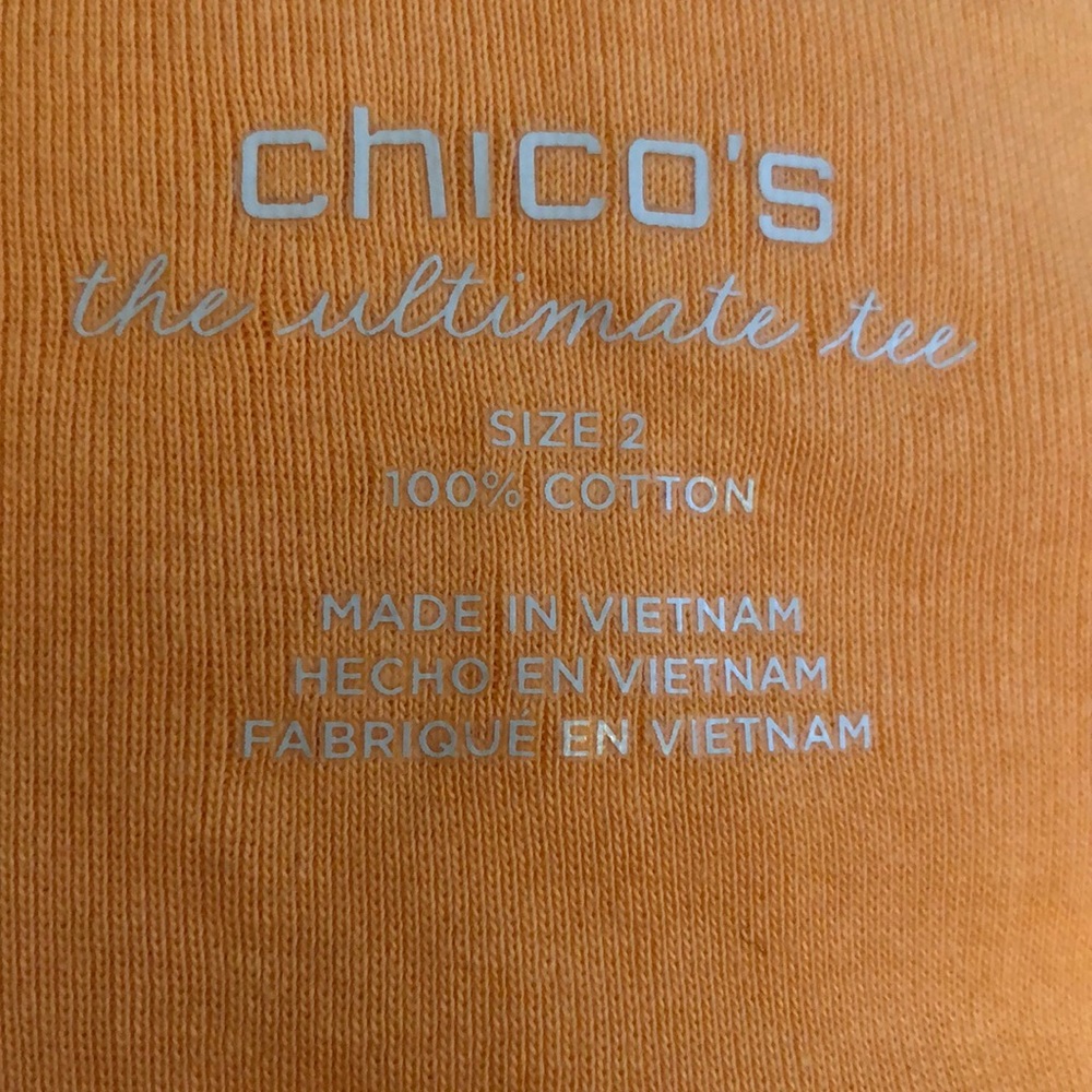 Chico’s Orange V-Neck T-Shirt - Picture 6 of 6